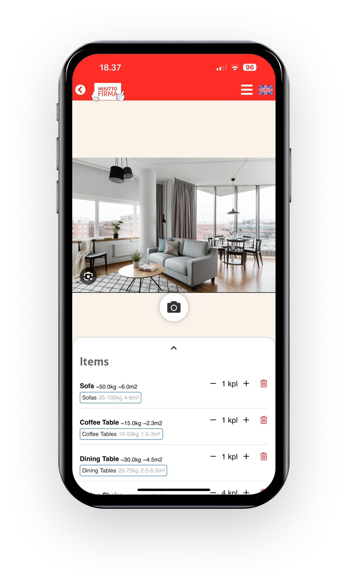 EasyMove media-based inventory recognition screen.